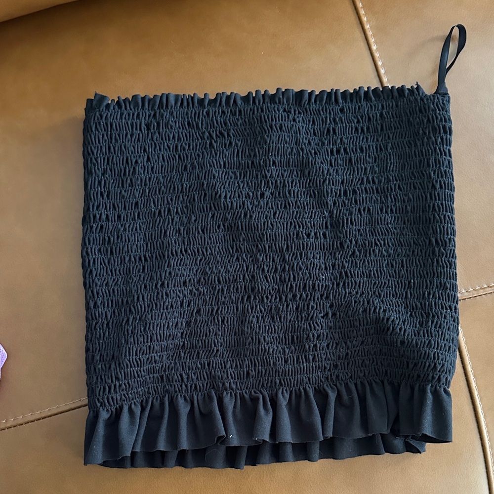 Black Smocked Tube Top
